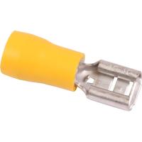 Vlakstekkerhuls geel 6.4MM half isoleerd